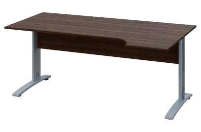 CRK 28 - 166 stůl kancelářský, rohový, pravý, kovová podnož stříbrná, deska 25 mm, široký 1600 mm, o